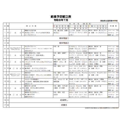 献立表7月